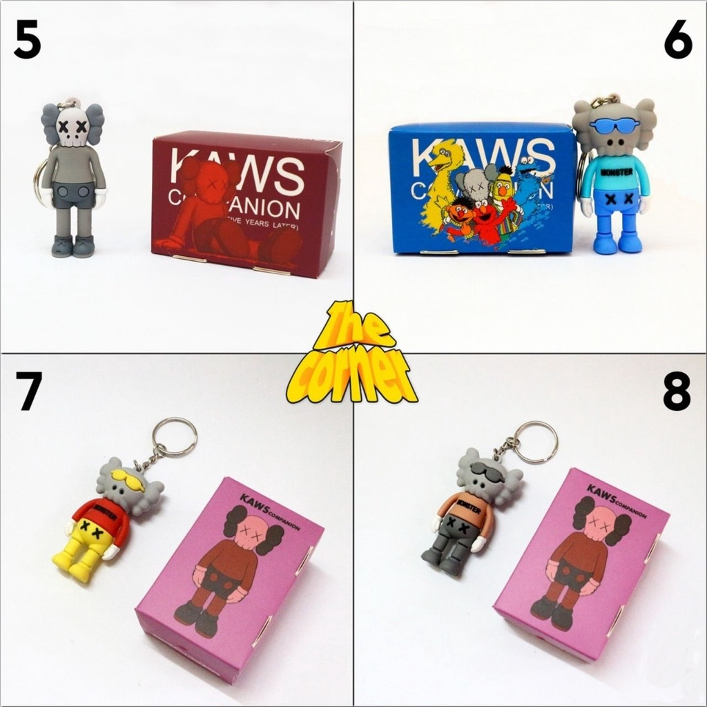 Móc khóa KAWS cute cao su silicon dẻo treo balo, túi xách, xe hơi kèm Hộp