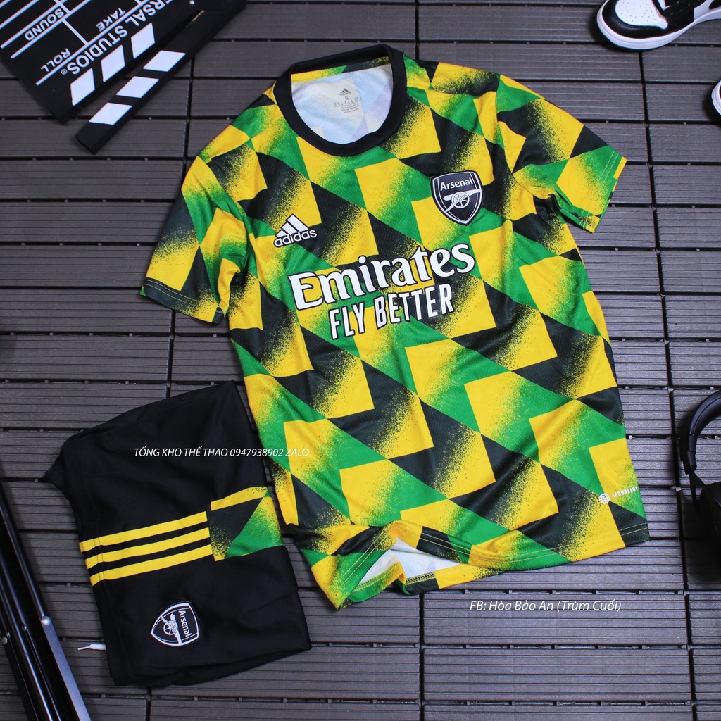 (Quần có túi) Bộ Quần Áo Bóng Đá Training Arsenal 2023 Mẫu ngắn tay -Áo đấu arsenal mùa giải 2022/23