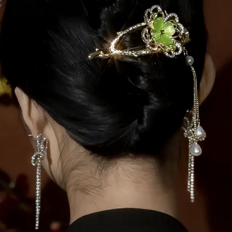 Kẹp Tóc Bướm Tua Rua Đính Ngọc Trai Phong Cách Trung Hoa Mới timetunnel