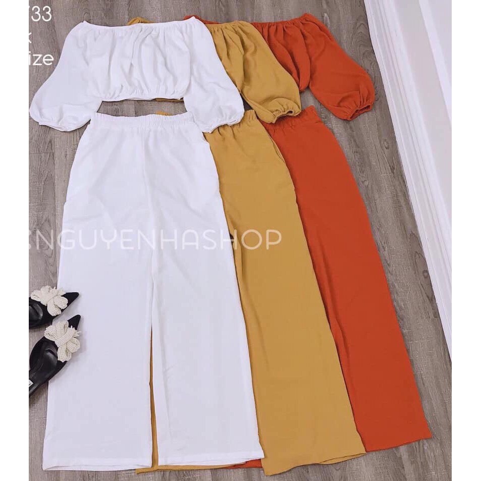 SET TRỄ VAI TAY BO QUẦN ỐNG RỘNG DỄ THƯƠNG - HÌNH THẬT