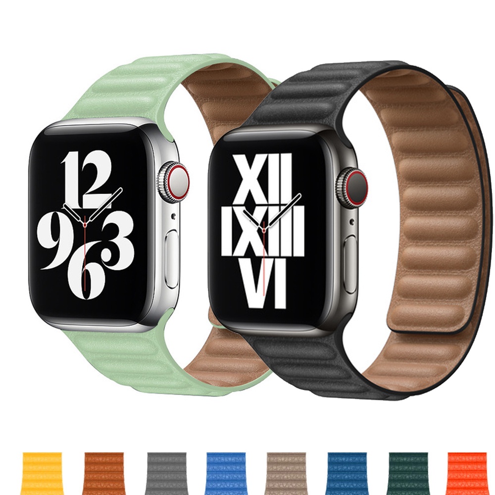 Dây Đeo Bằng Da Có Khóa Nam Châm Cho Đồng Hồ Thông Minh Apple Watch Ultra 49mm series 8 7 6 5 4 3 2 1 iWatch 45mm 41mm 44mm 40mm 42mm 38mm