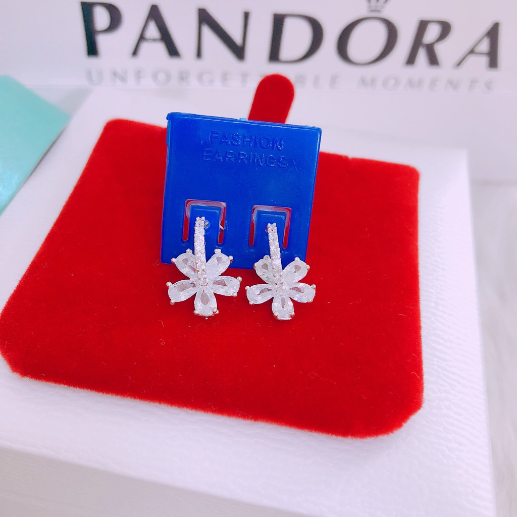 BÔNG TAI HOA ĐÁ BẠC TA XINH XẮN