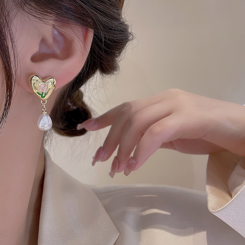 Bông Tai Mạ Bạc 925 Hình Hoa Đính Ngọc Trai Thời Trang Cho Nữ