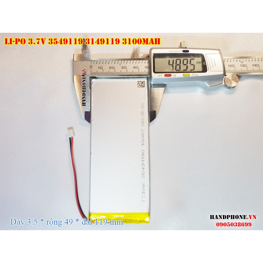 Pin Li-Po 3.7V 3100mAh 3549119 3149119 (Lithium Polymer) cho Điện thoại, Máy Tính Bảng, Tablet, Bàn Phím Bluetooth