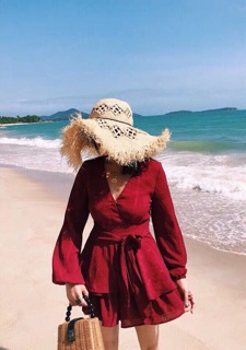 JUMPSUIT ĐỎ TẦNG CỘT EO