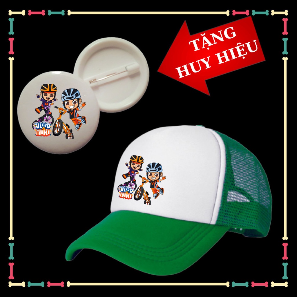 Mũ lưỡi trai Vlad Niki trẻ em ngộ nghĩnh, dễ thương tặng kèm Huy hiệu