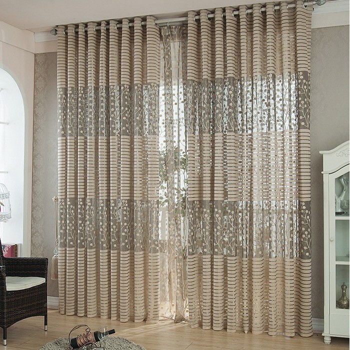 Rèm cửa vải tuyn họa tiết lá cây sang trọng