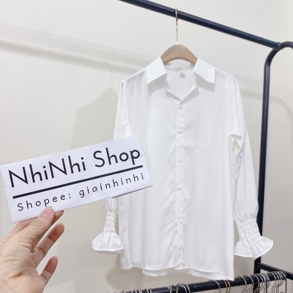 Xả hàng - Áo sơ mi tay chun form rộng đẹp dài tay SM1242 - NhiNhi Shop
