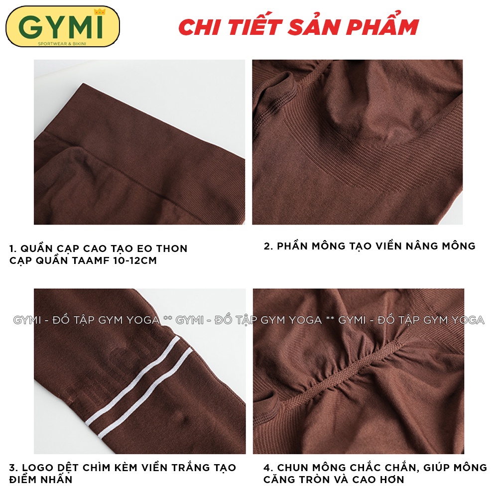 Quần tập gym yoga nữ chun mông GYMI QD48 dáng legging thể thao chất dệt co giãn cạp cao nâng mông