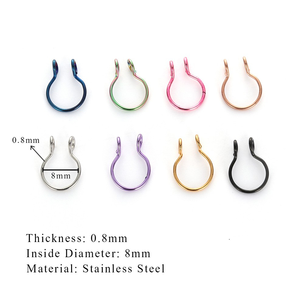 Bộ 2 khuyên xỏ mũi thời trang 8mm bằng thép không gỉ nhiều màu tùy chọn dành cho bạn nữ
