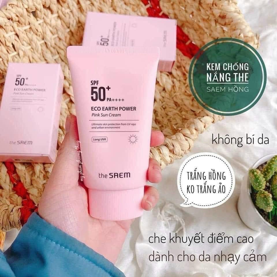 Kem Chống Nắng The Saem (Hồng) Eco Earth Power Pink Sun Cream SPF50+ PA++++ 50ml Chính Hãng Mẫu Mới 2020 | BigBuy360 - bigbuy360.vn