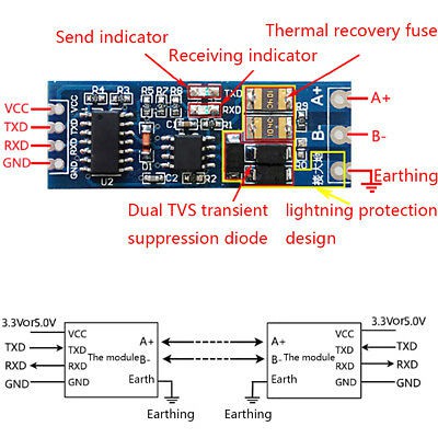 Mạch Chuyển Giao Tiếp UART TTL To RS485 V2