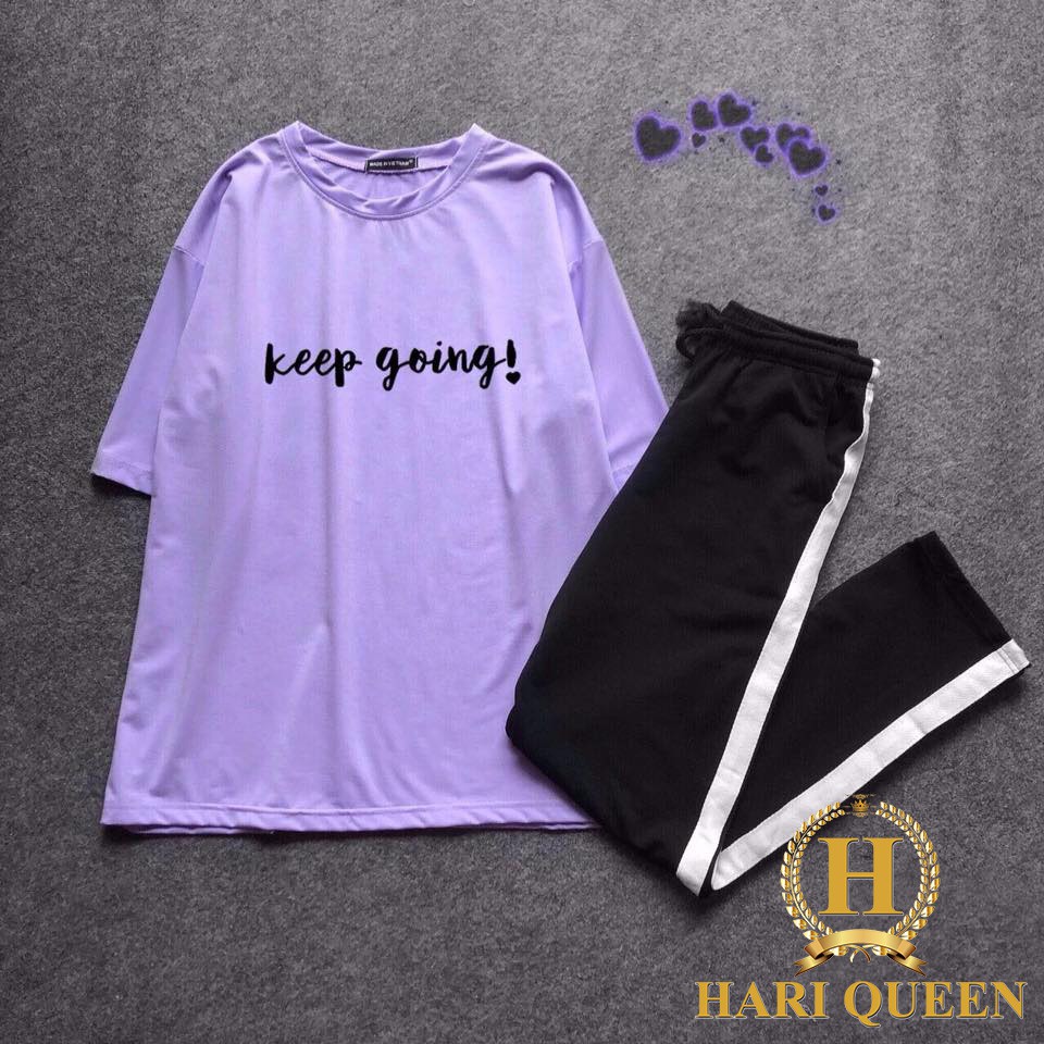 [FREE SHIP ĐƠN TỪ 50K] Sét áo Keep Going + quần sọc HARI0520 1