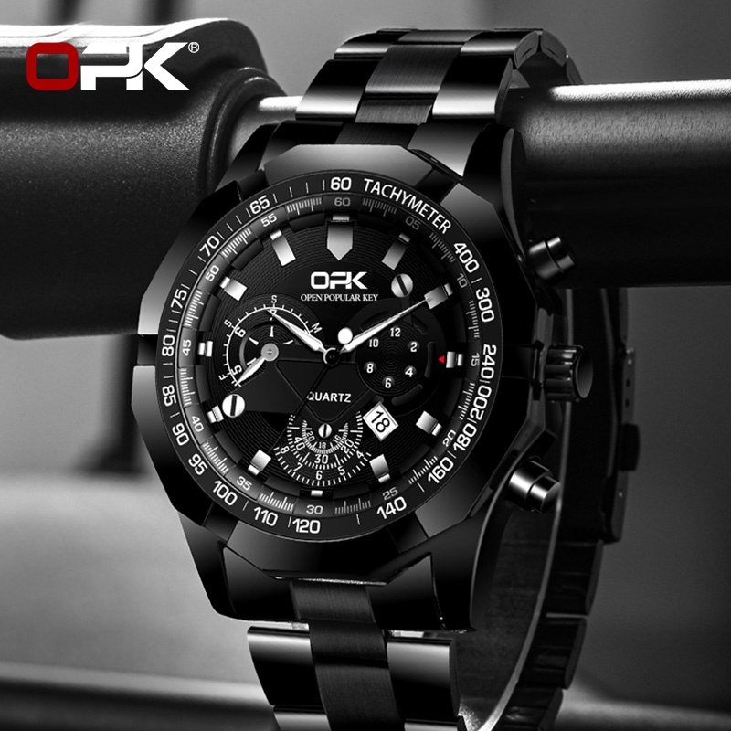 OPK 8127 Watch Men Genuine Waterproof Stainless Steel Strap Original Luminous Calendar Unique Dial Design Fashion