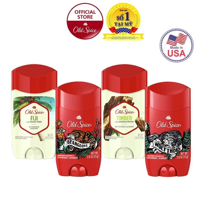 Sáp khử mùi Old Spice ngăn tiết mồ hôi nhiều mùi hương 73g NPP Shoptido