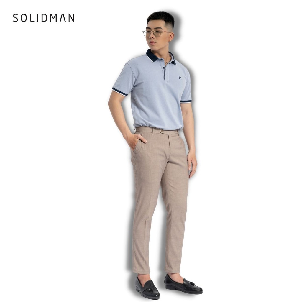 Áo Polo nam SOLIDMAN Form cổ bẻ chỉnh chu màu XANH viền TRẮNG lịch lãm, chất thun cotton cvc đàn hồi cao, hút mồ hôi tốt | BigBuy360 - bigbuy360.vn