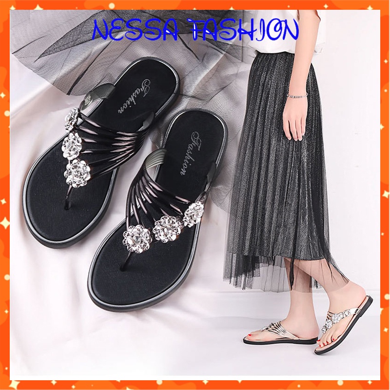 Dép Xỏ Ngón Nữ Giày Đế Bằng Dép Tông Đi Văn phòng, Chơi, Đi Biển,Trong Nhà, Khách Sạn Chống Trơn Trượt Mẫu Mới Mùa Hè