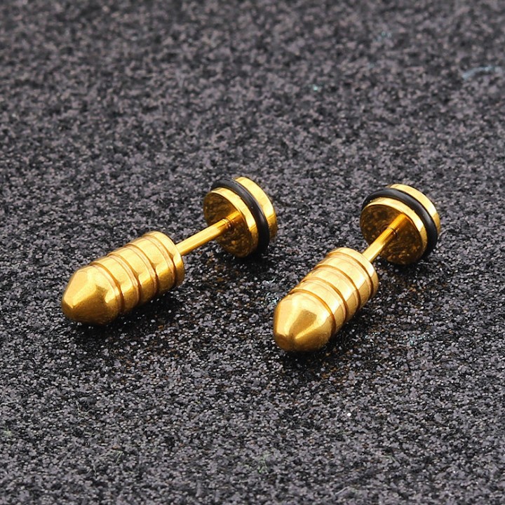 Bông Tai Nam Hình Ốc Vít Titan Không Đen TT 1692