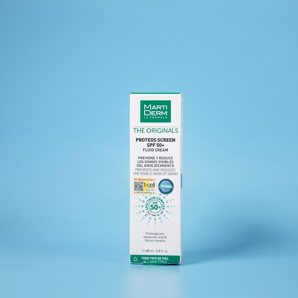 Kem Chống Nắng Phổ Rộng Toàn Diện Ngừa Lão Hóa, Nám Da - MartiDerm The Originals Proteos Screen SPF50+ Fluid Cream