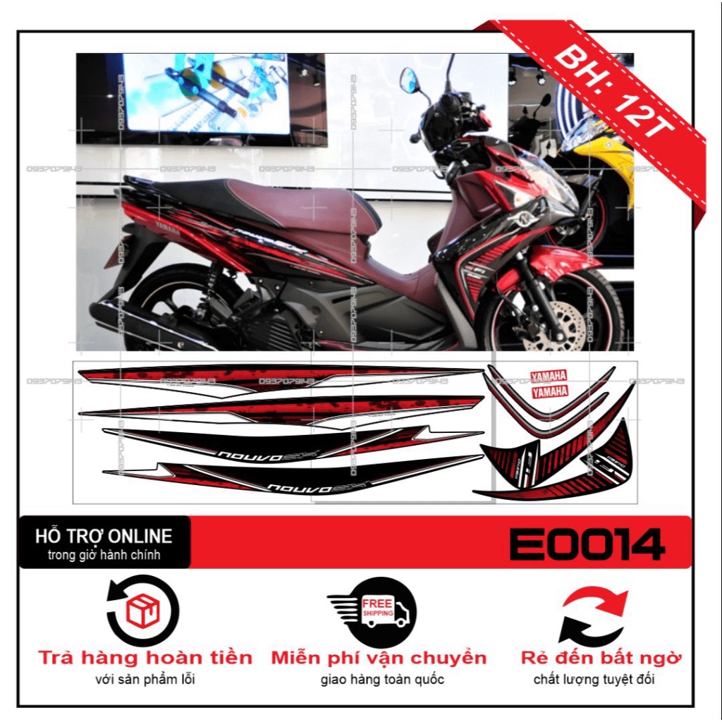 TEM XE NOUVO SX ZIN ĐỎ ĐEN -- SHIN DECAL 2