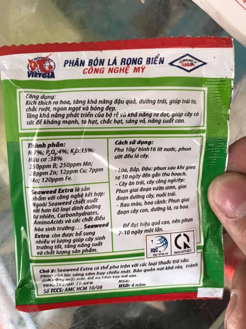 Phân bón lá rong biển Seaweed-Extra 99%