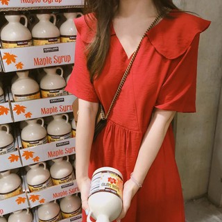 [Ảnh Thật] Váy Đỏ Dáng Dài Cổ Bèo