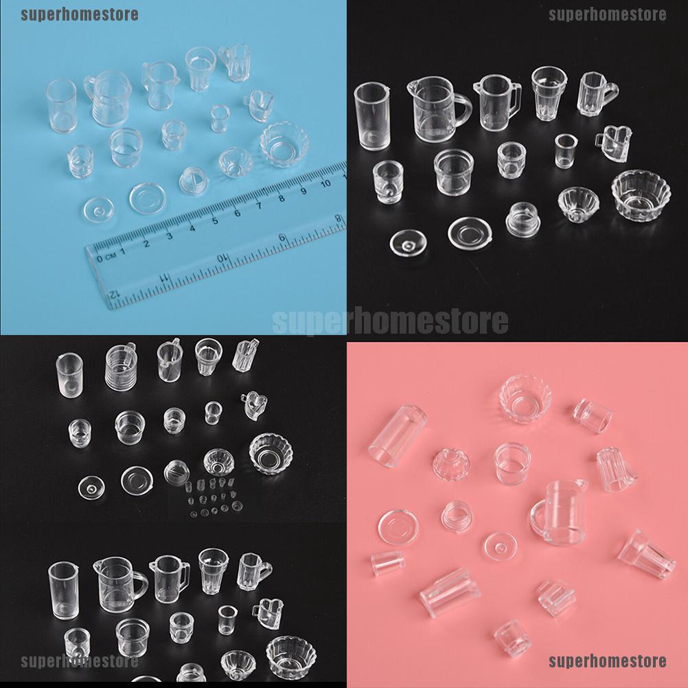 Set 15 Ly Mini Trong Suốt Dùng Để Trang Trí Nhà Búp Bê