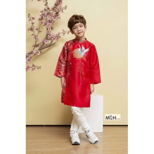 Áo dài cách gấm tân bé trai hãng M&H Kids