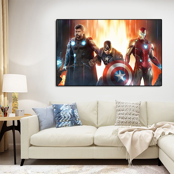 Tranh canvas thế giới điện ảnh Marvel treo tường trang trí độc đáo. Tranh người nhện, tranh iron man | Tranh 3H