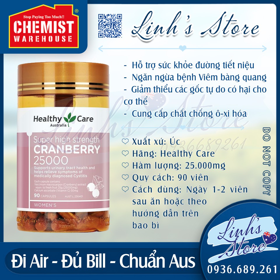 Healthy Care Super High Strength Cranberry 25000 💙 Chemist Warehouse - Úc