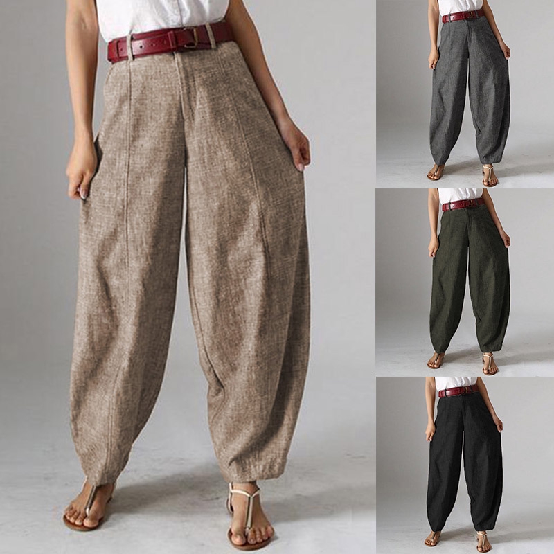 ZANZEA Quần baggy lưng cao ống rộng kiểu dáng thời trang dành cho nữ