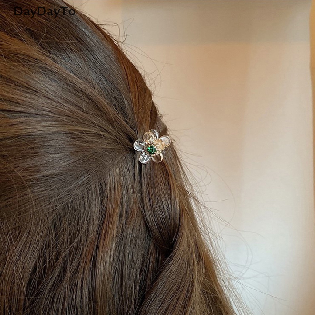 Set 4 Kẹp Tóc Càng Cua Mini Trong Suốt Đính Đá Hình Hoa Cho Nữ