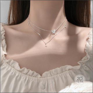 Vòng Cổ Bạc Butterfly Kép. @FREESHIP. Vòng Cổ Bạc Nữ 925