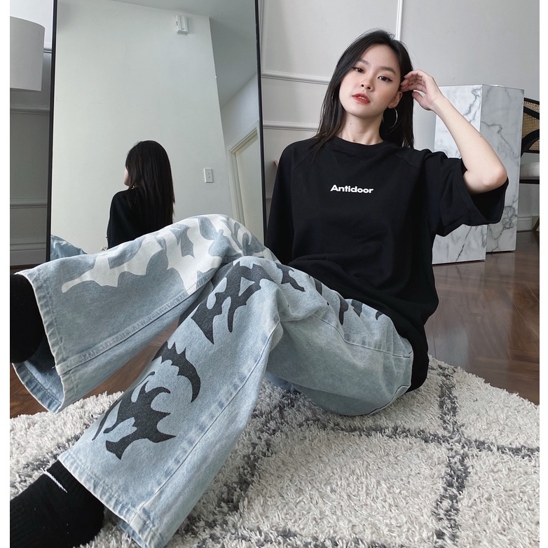 TEE LOGO ANTIDOOR CAO CẤP 100% COTTON OVERSIZE - MÀU ĐEN - HÌNH THẬT SHOP CHỤP