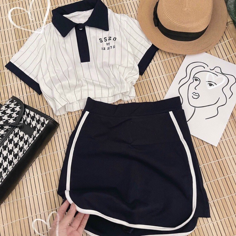 SET CROPTOP POLO + CV THỂ THAO