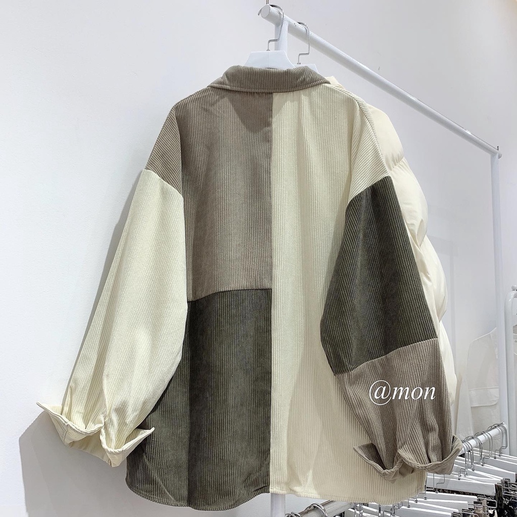 210688 Áo sơ mi nhung phối màu thời trang ulzzang, áo sơ mi nam nữ , áo sơ mi form rộng. | BigBuy360 - bigbuy360.vn