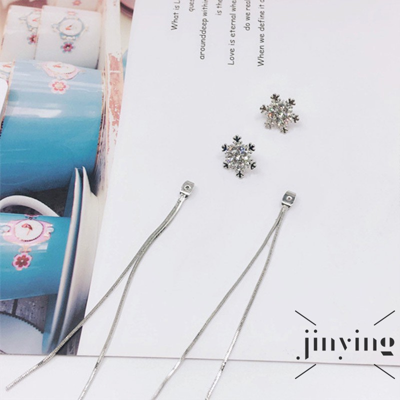 GETNOIVAS Khuyên tai dáng dài hình hoa tuyết phong cách Hàn Quốc thời trang cho nữ