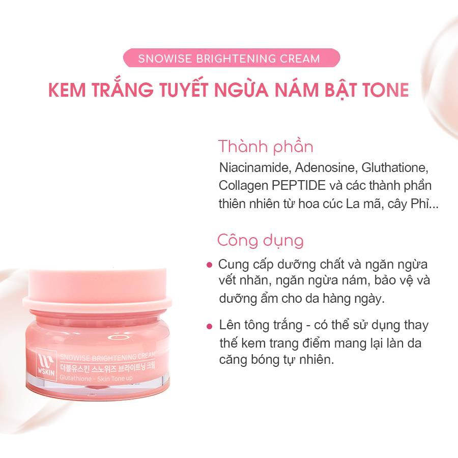 Kem Dưỡng Trắng Da Bật Tông Ban Ngày Wskin Snowise Brightening Cream 50g