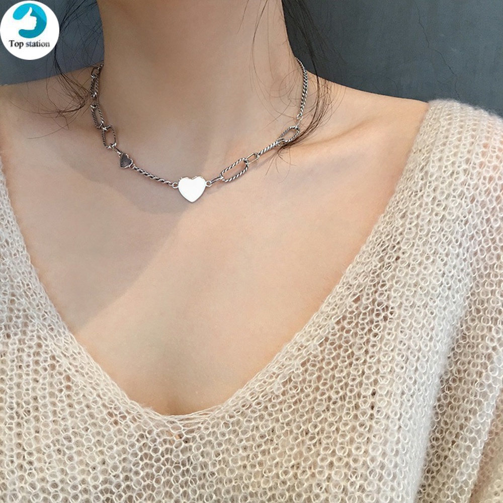 vòng cổ Mặt Hình Trái Tim Màu Bạc Thời Trang Quyến Rũ Cho Nữ