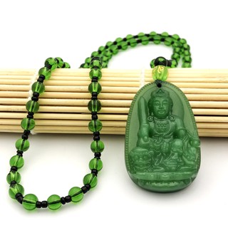 Dây chuyền chuỗi hạt mặt phật Văn Thù Bồ Tát màu xanh lá cây- Phật bản mệnh người tuổi Mão