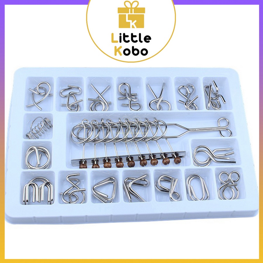 18 Món Tháo Vòng Sắt Metal Wire Puzzle Loại Xịn Hộp Dẹt