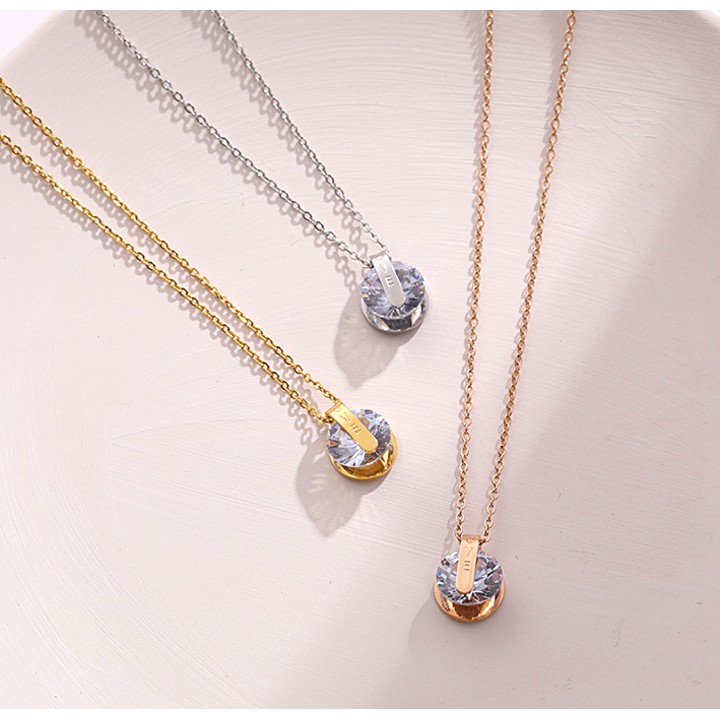 Dây chuyền nữ titan cao cấp hình chữ love kẹp đá tròn nhỏ xinh, siêu đẹp, bền màu, hợp thời trang