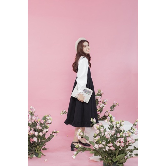 Đầm babydoll 2 dây bèo tầng Jasmine dress đen - CARROT FARM