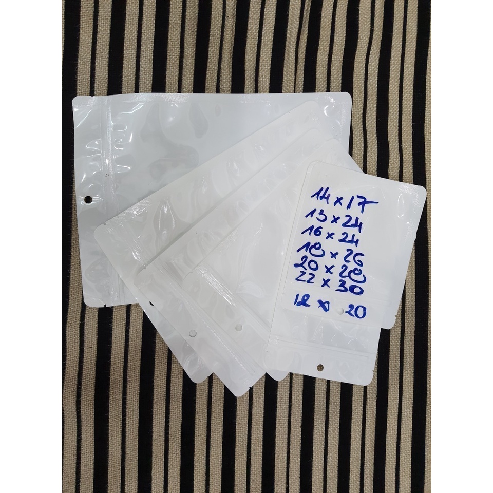 100g túi zip đáy liền mặt trong mặt trắng sữa chọn size