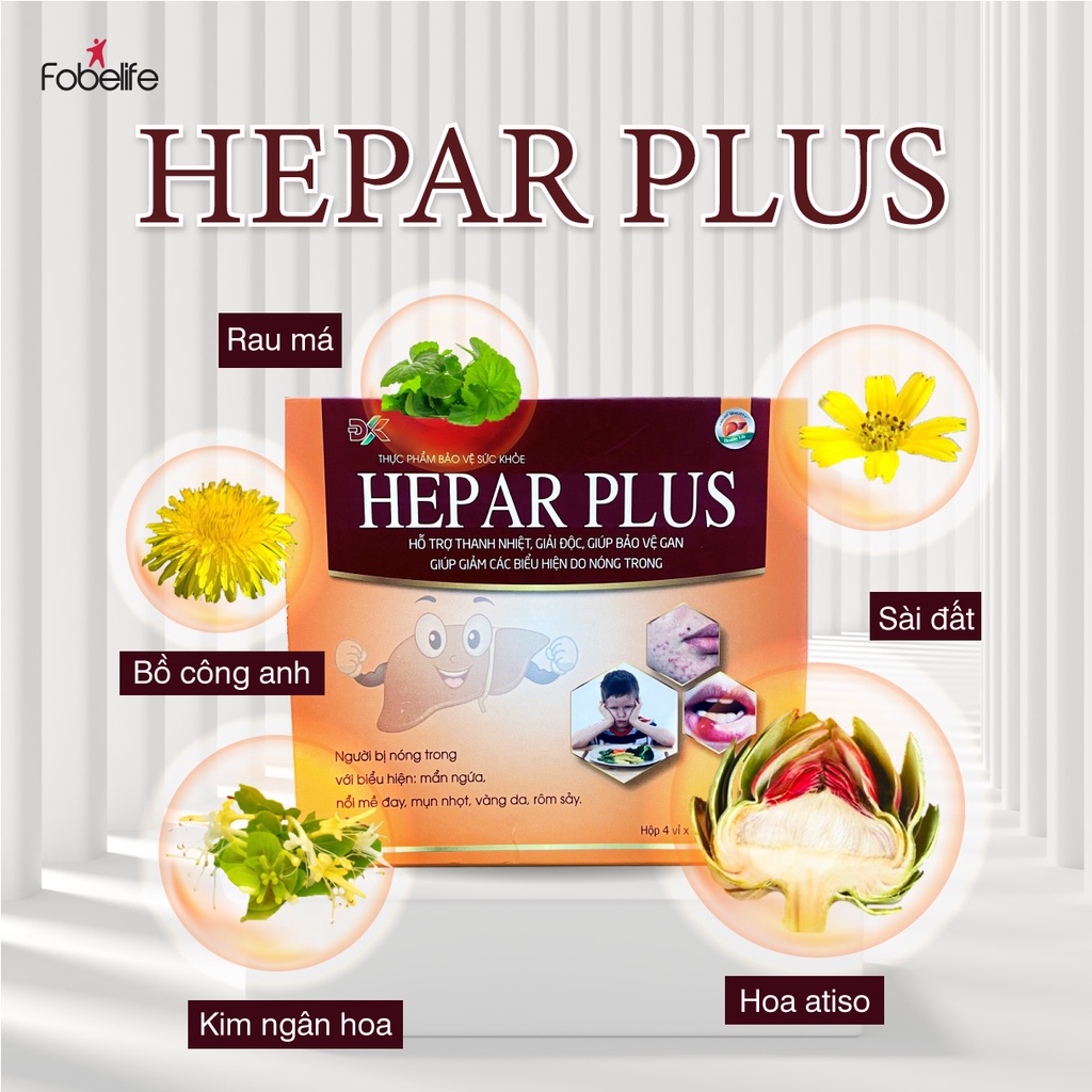 Ống Uống Thanh Nhiệt Giải Độc Mát Gan Cho Trẻ Hepar Plus - Hộp / 4 vỉ x 5 ống x 10ml