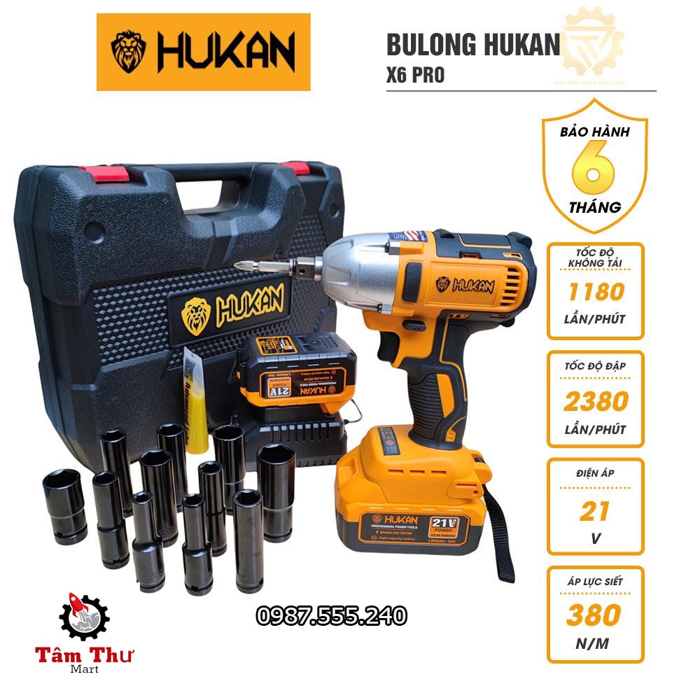 Máy Siết Bulong HUKAN X6 Pro lực siết 380N.M Motor nguyên khối