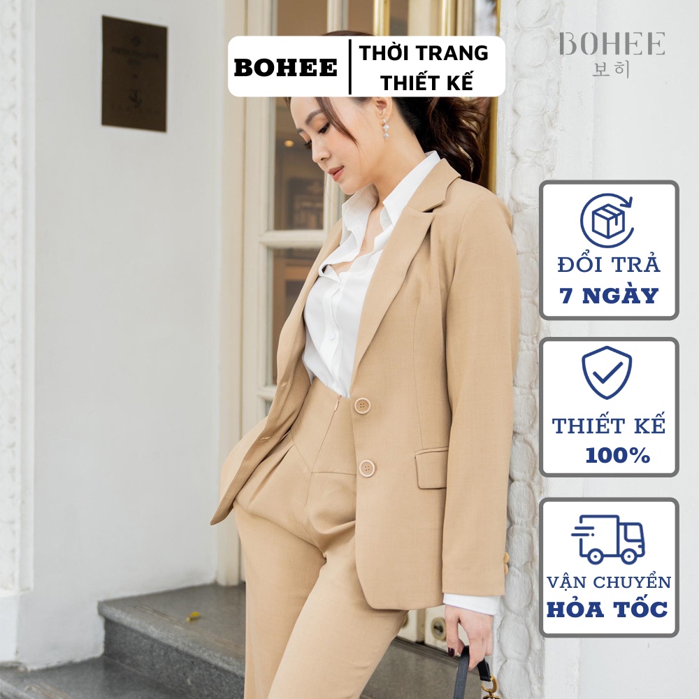 Áo blazer nữ áo vest khoác ngoài phong cách hàn quốc màu be vàng BOHEE A225