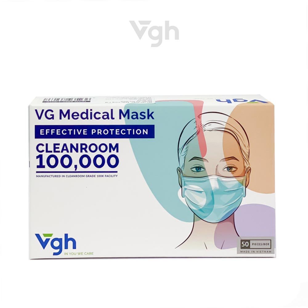 Khẩu trang y tế VG Eco Mask màu đen cá tính kháng khuẩn và bụi siêu mịn 95%  - Chính hãng VG Healthcare -  Hộp 50 chiếc
