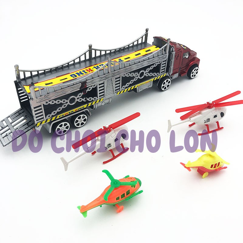 Đồ chơi xe tải đầu kéo 2 tầng chở máy bay bằng nhựa chạy trớn 809-3
