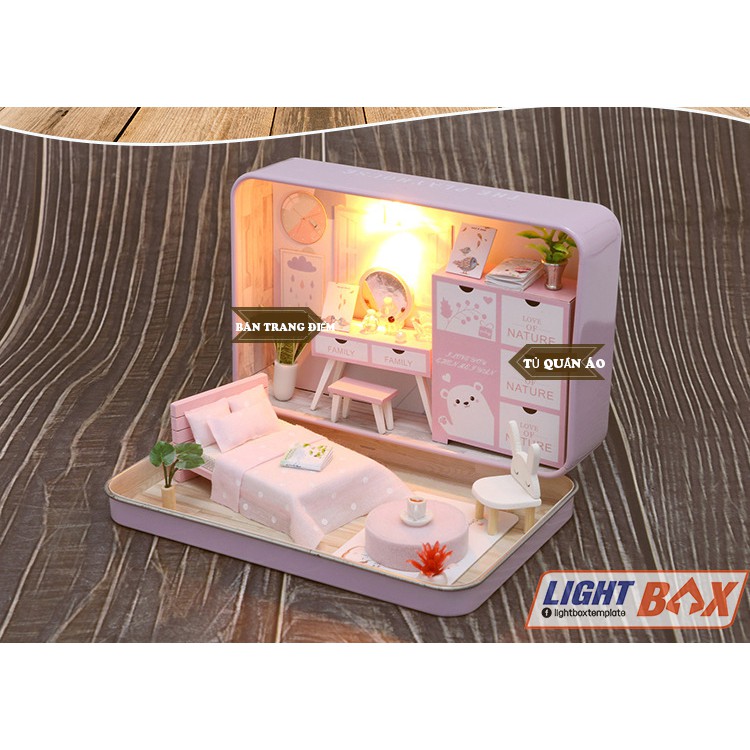 Nhà búp bê - BOX THEATER [Mô hình có nội thất + Đèn LED] - Quà tặng sinh nhật tự làm